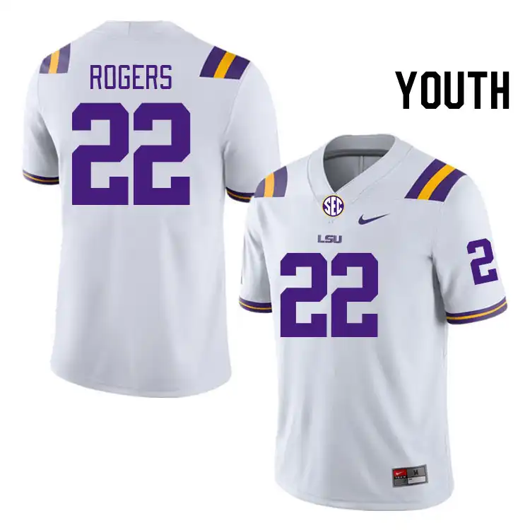 Youth LSU Tigers Joel Rogers #22 White NCAA Football Jersey